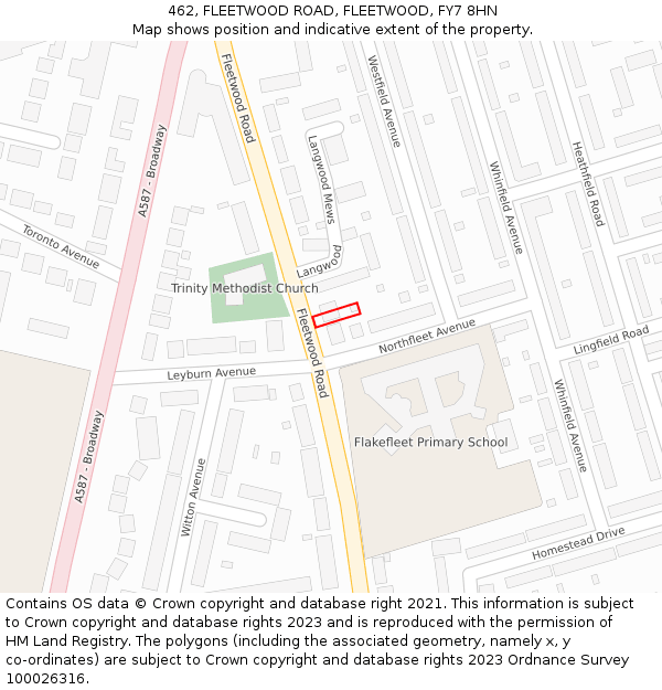 462, FLEETWOOD ROAD, FLEETWOOD, FY7 8HN: Location map and indicative extent of plot