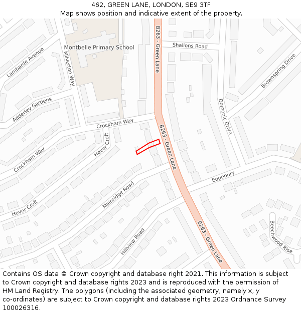 462, GREEN LANE, LONDON, SE9 3TF: Location map and indicative extent of plot