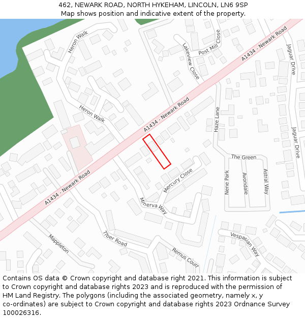 462, NEWARK ROAD, NORTH HYKEHAM, LINCOLN, LN6 9SP: Location map and indicative extent of plot