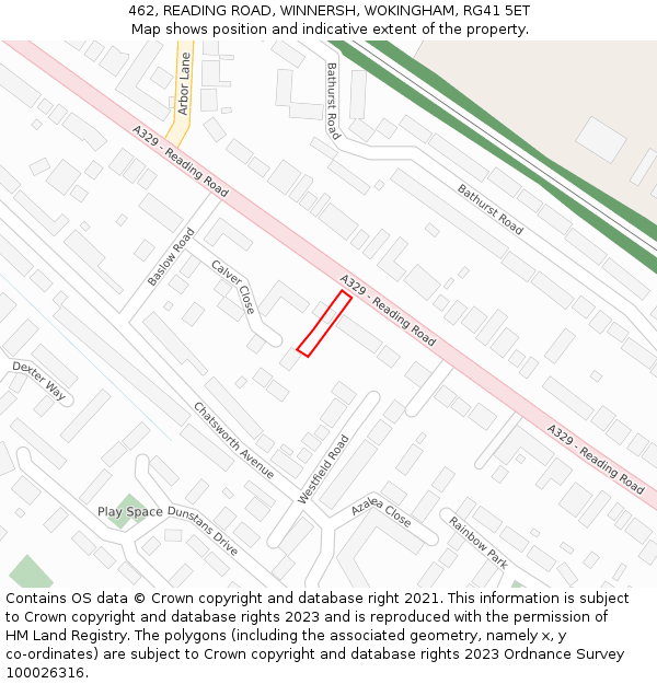 462, READING ROAD, WINNERSH, WOKINGHAM, RG41 5ET: Location map and indicative extent of plot