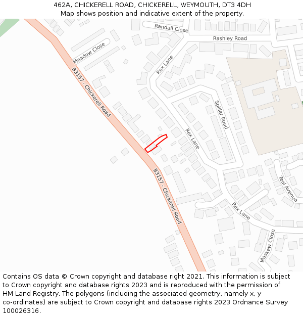 462A, CHICKERELL ROAD, CHICKERELL, WEYMOUTH, DT3 4DH: Location map and indicative extent of plot