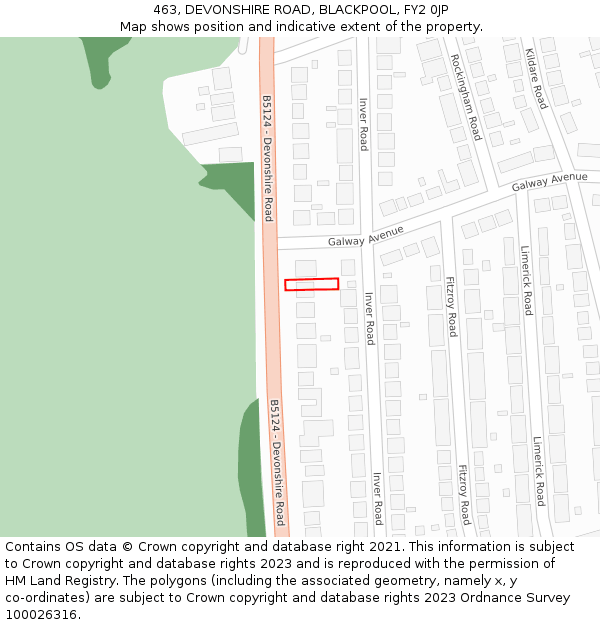 463, DEVONSHIRE ROAD, BLACKPOOL, FY2 0JP: Location map and indicative extent of plot