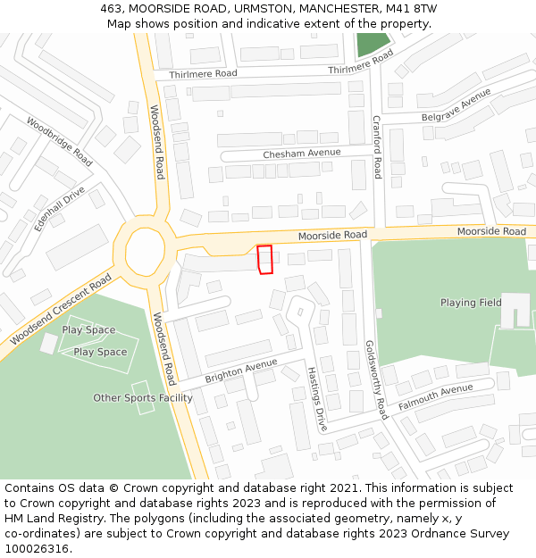 463, MOORSIDE ROAD, URMSTON, MANCHESTER, M41 8TW: Location map and indicative extent of plot