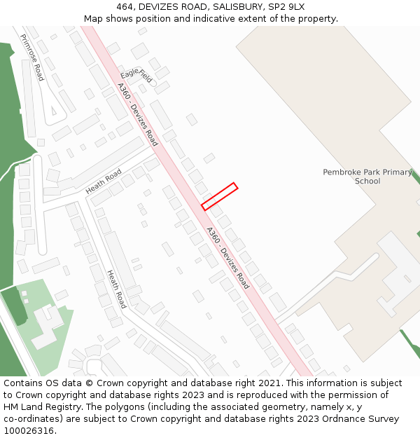 464, DEVIZES ROAD, SALISBURY, SP2 9LX: Location map and indicative extent of plot