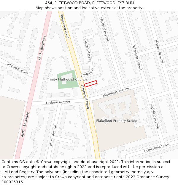 464, FLEETWOOD ROAD, FLEETWOOD, FY7 8HN: Location map and indicative extent of plot