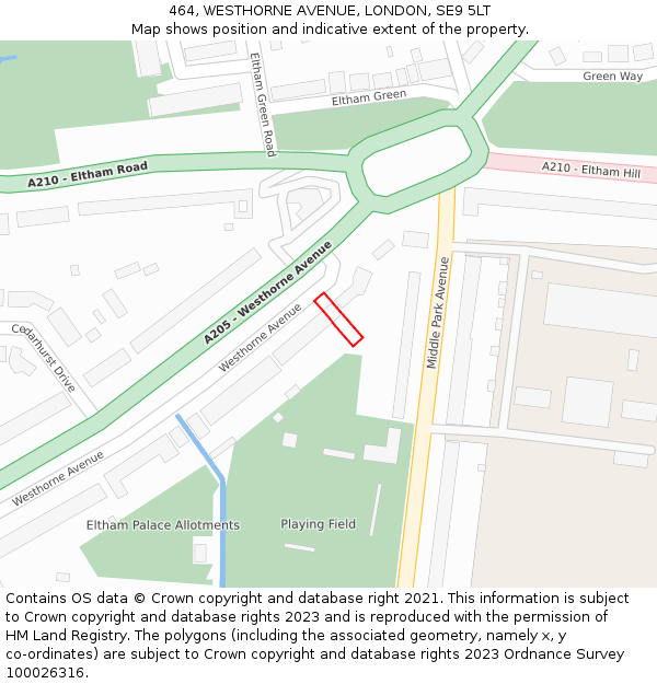 464, WESTHORNE AVENUE, LONDON, SE9 5LT: Location map and indicative extent of plot