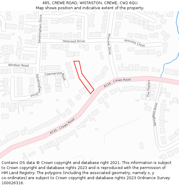 465, CREWE ROAD, WISTASTON, CREWE, CW2 6QU: Location map and indicative extent of plot