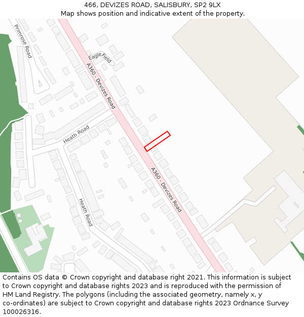 466, DEVIZES ROAD, SALISBURY, SP2 9LX: Location map and indicative extent of plot