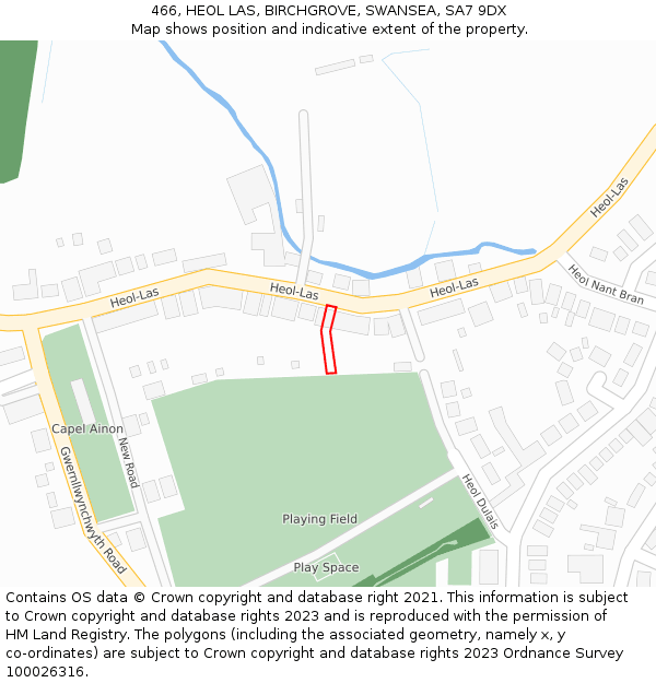 466, HEOL LAS, BIRCHGROVE, SWANSEA, SA7 9DX: Location map and indicative extent of plot