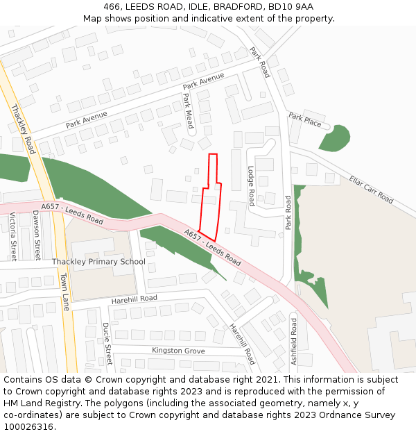 466, LEEDS ROAD, IDLE, BRADFORD, BD10 9AA: Location map and indicative extent of plot