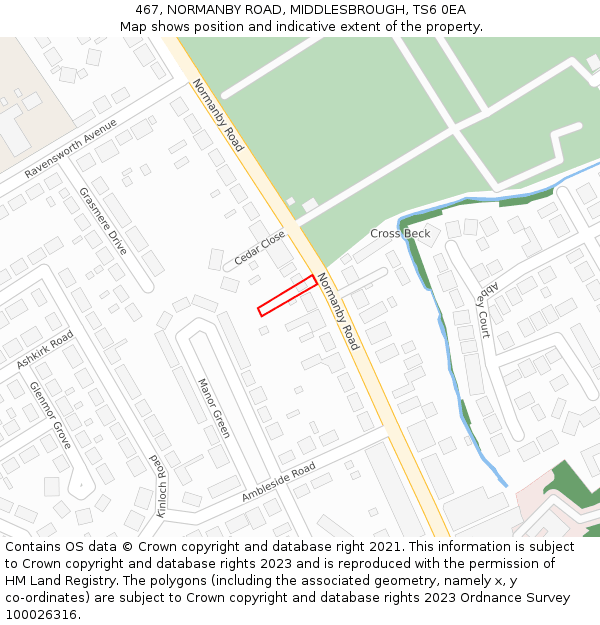 467, NORMANBY ROAD, MIDDLESBROUGH, TS6 0EA: Location map and indicative extent of plot