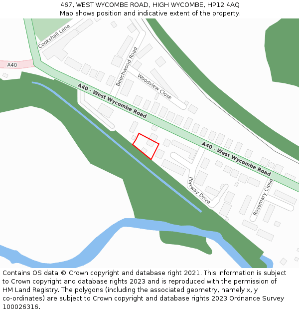 467, WEST WYCOMBE ROAD, HIGH WYCOMBE, HP12 4AQ: Location map and indicative extent of plot