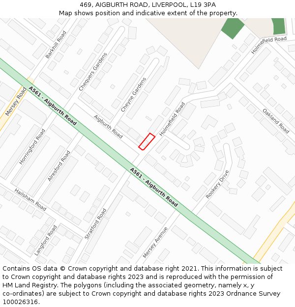 469, AIGBURTH ROAD, LIVERPOOL, L19 3PA: Location map and indicative extent of plot