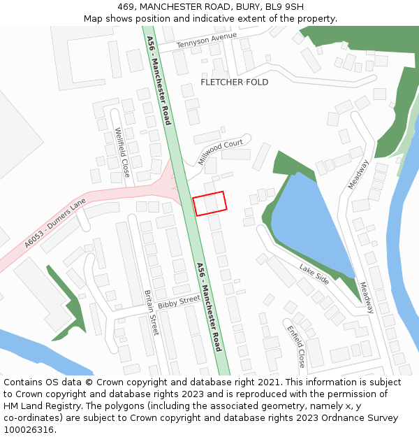 469, MANCHESTER ROAD, BURY, BL9 9SH: Location map and indicative extent of plot