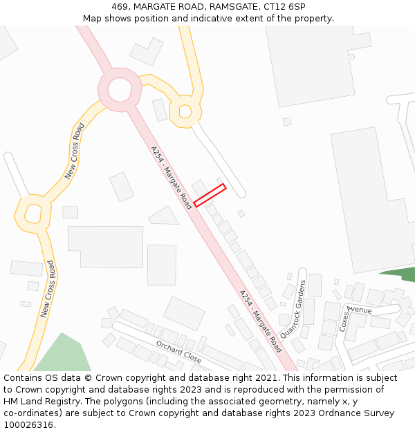 469, MARGATE ROAD, RAMSGATE, CT12 6SP: Location map and indicative extent of plot