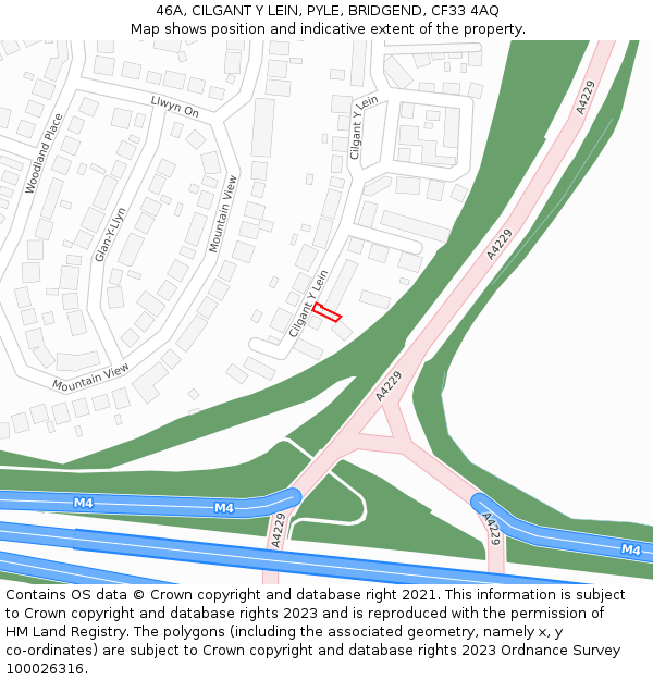 46A, CILGANT Y LEIN, PYLE, BRIDGEND, CF33 4AQ: Location map and indicative extent of plot