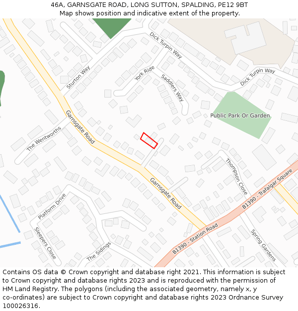 46A, GARNSGATE ROAD, LONG SUTTON, SPALDING, PE12 9BT: Location map and indicative extent of plot