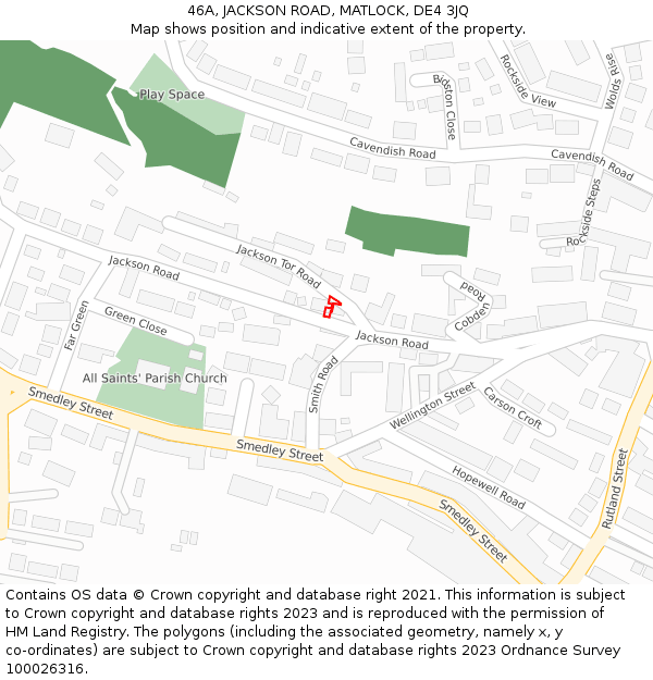 46A, JACKSON ROAD, MATLOCK, DE4 3JQ: Location map and indicative extent of plot