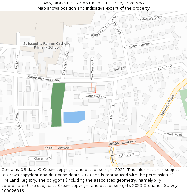 46A, MOUNT PLEASANT ROAD, PUDSEY, LS28 9AA: Location map and indicative extent of plot