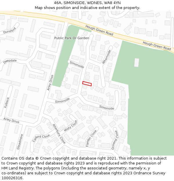 46A, SIMONSIDE, WIDNES, WA8 4YN: Location map and indicative extent of plot