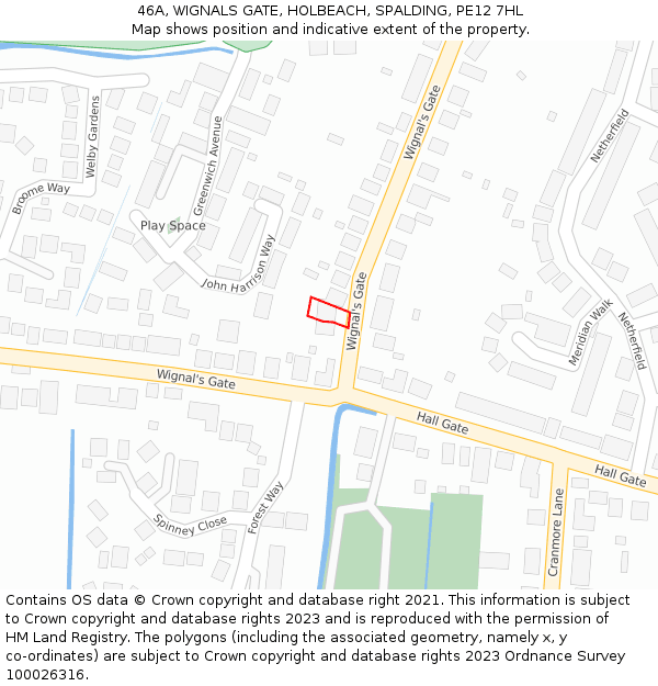 46A, WIGNALS GATE, HOLBEACH, SPALDING, PE12 7HL: Location map and indicative extent of plot