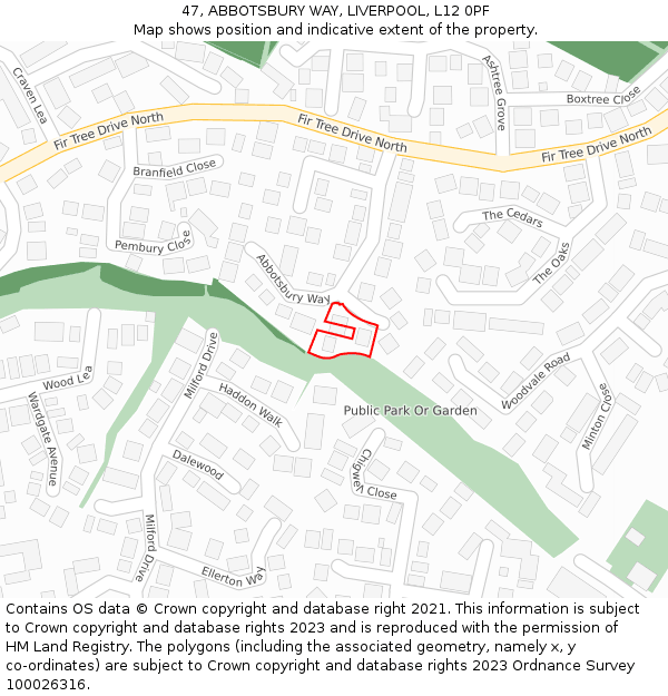 47, ABBOTSBURY WAY, LIVERPOOL, L12 0PF: Location map and indicative extent of plot