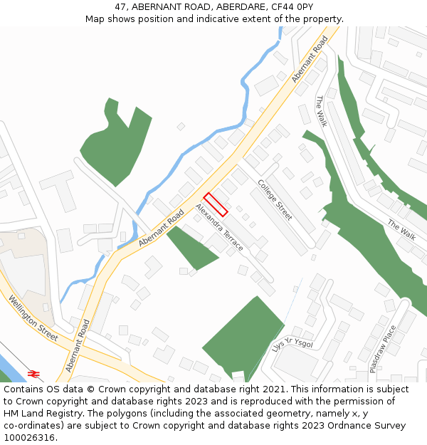 47, ABERNANT ROAD, ABERDARE, CF44 0PY: Location map and indicative extent of plot