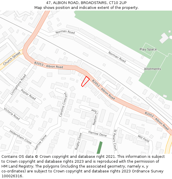 47, ALBION ROAD, BROADSTAIRS, CT10 2UP: Location map and indicative extent of plot