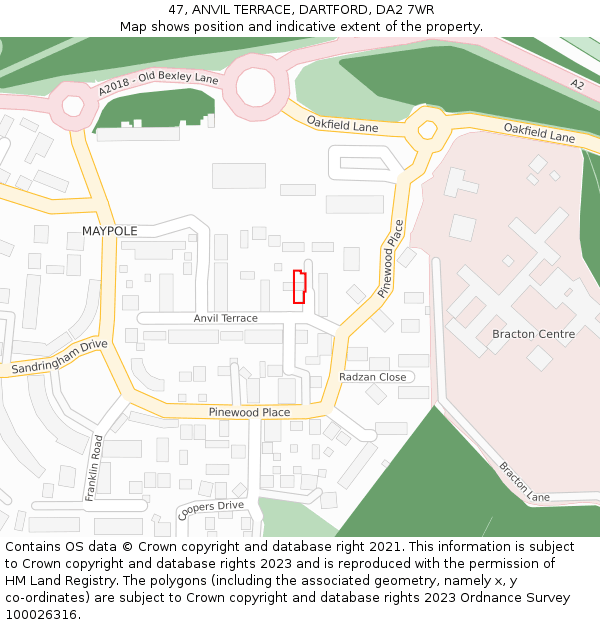 47, ANVIL TERRACE, DARTFORD, DA2 7WR: Location map and indicative extent of plot