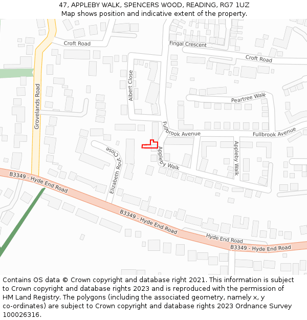 47, APPLEBY WALK, SPENCERS WOOD, READING, RG7 1UZ: Location map and indicative extent of plot