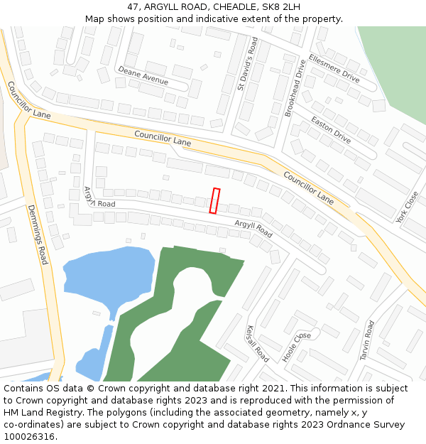 47, ARGYLL ROAD, CHEADLE, SK8 2LH: Location map and indicative extent of plot