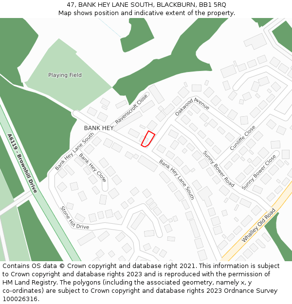 47, BANK HEY LANE SOUTH, BLACKBURN, BB1 5RQ: Location map and indicative extent of plot