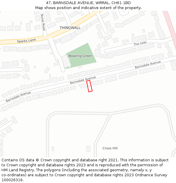 47, BARNSDALE AVENUE, WIRRAL, CH61 1BD: Location map and indicative extent of plot