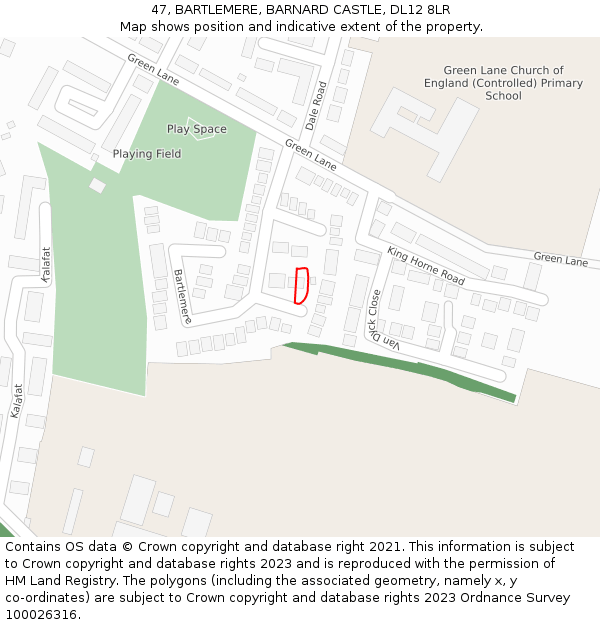 47, BARTLEMERE, BARNARD CASTLE, DL12 8LR: Location map and indicative extent of plot