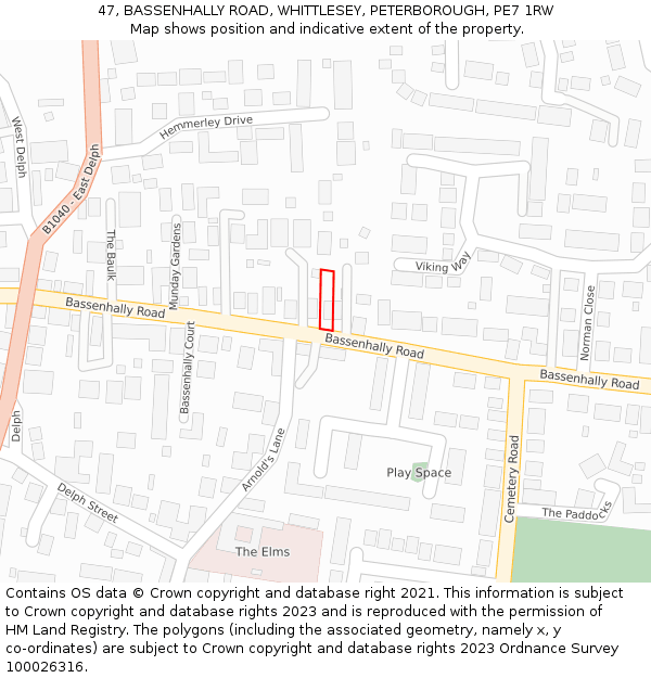 47, BASSENHALLY ROAD, WHITTLESEY, PETERBOROUGH, PE7 1RW: Location map and indicative extent of plot