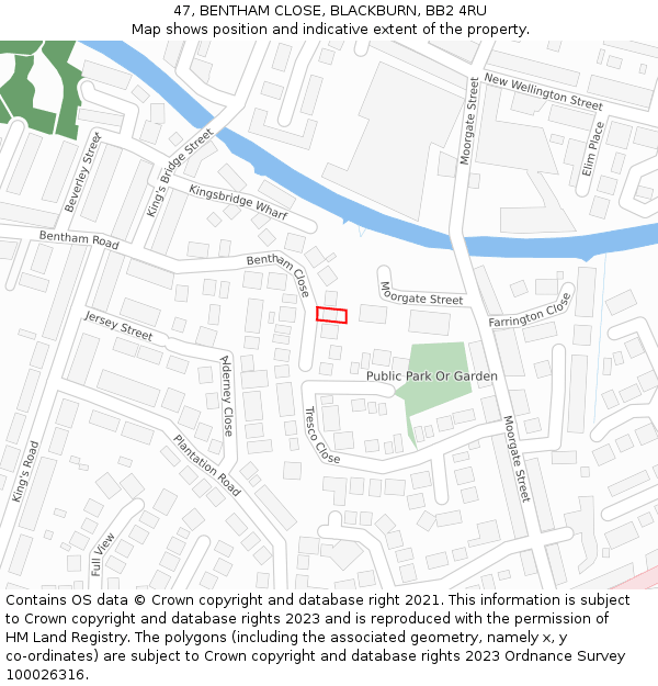 47, BENTHAM CLOSE, BLACKBURN, BB2 4RU: Location map and indicative extent of plot