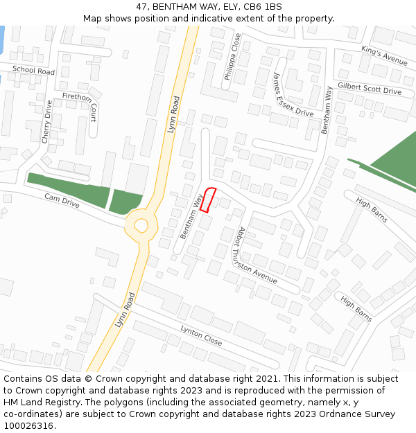 47, BENTHAM WAY, ELY, CB6 1BS: Location map and indicative extent of plot