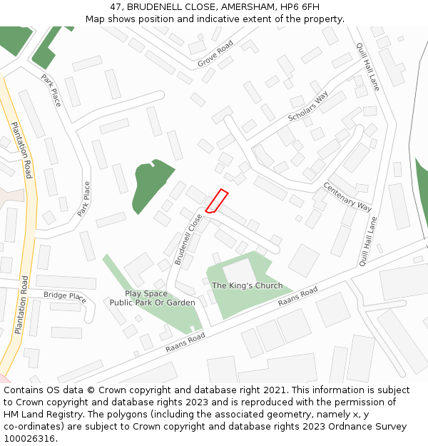 47, BRUDENELL CLOSE, AMERSHAM, HP6 6FH: Location map and indicative extent of plot