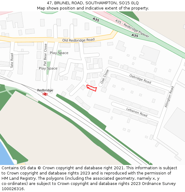 47, BRUNEL ROAD, SOUTHAMPTON, SO15 0LQ: Location map and indicative extent of plot