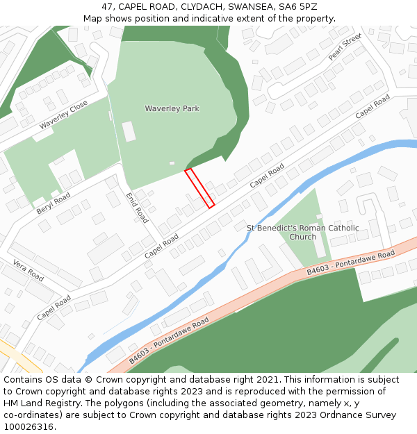 47, CAPEL ROAD, CLYDACH, SWANSEA, SA6 5PZ: Location map and indicative extent of plot