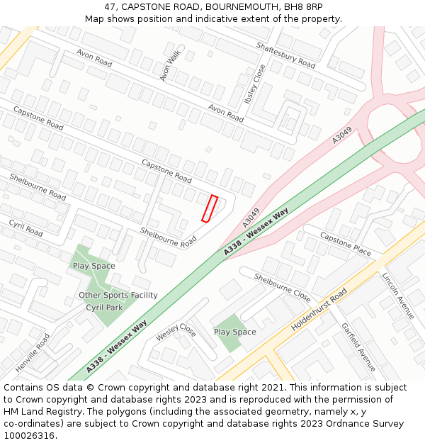 47, CAPSTONE ROAD, BOURNEMOUTH, BH8 8RP: Location map and indicative extent of plot