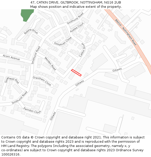 47, CATKIN DRIVE, GILTBROOK, NOTTINGHAM, NG16 2UB: Location map and indicative extent of plot