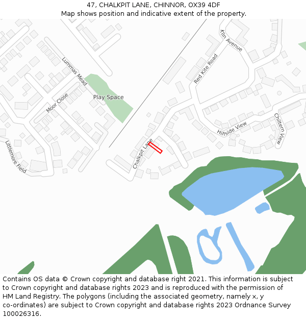47, CHALKPIT LANE, CHINNOR, OX39 4DF: Location map and indicative extent of plot