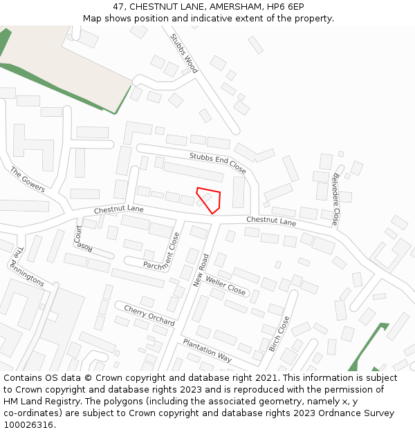 47, CHESTNUT LANE, AMERSHAM, HP6 6EP: Location map and indicative extent of plot