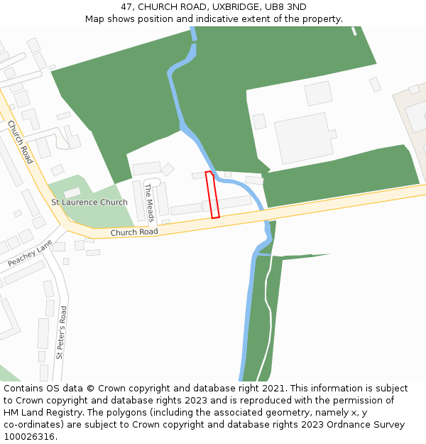 47, CHURCH ROAD, UXBRIDGE, UB8 3ND: Location map and indicative extent of plot