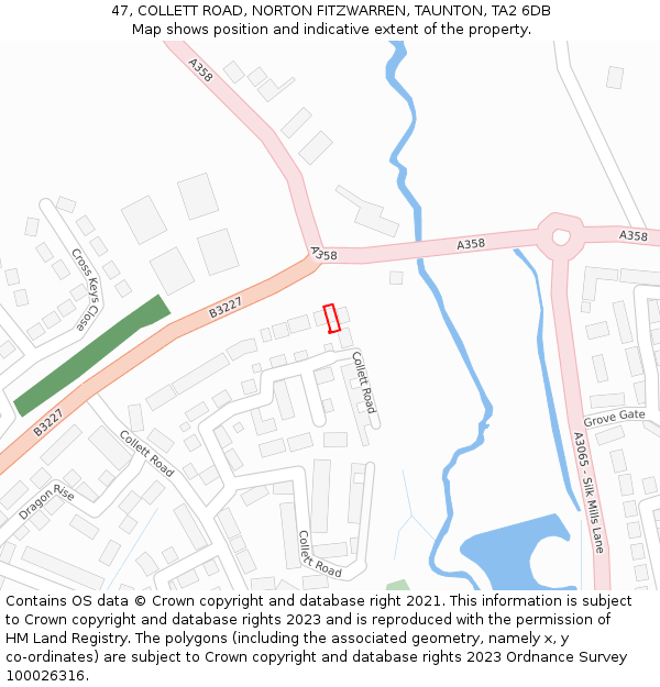 47, COLLETT ROAD, NORTON FITZWARREN, TAUNTON, TA2 6DB: Location map and indicative extent of plot
