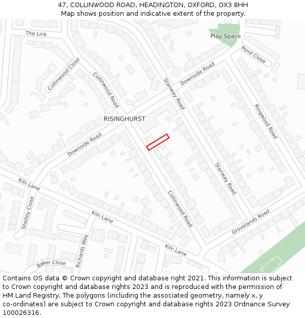 47, COLLINWOOD ROAD, HEADINGTON, OXFORD, OX3 8HH: Location map and indicative extent of plot