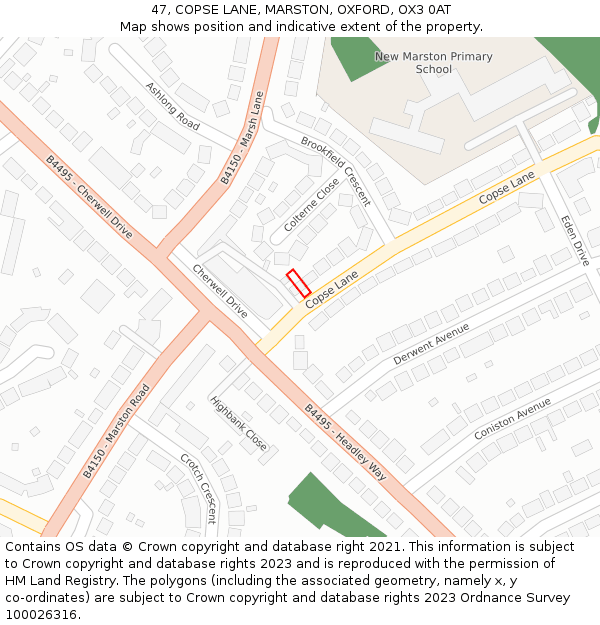 47, COPSE LANE, MARSTON, OXFORD, OX3 0AT: Location map and indicative extent of plot