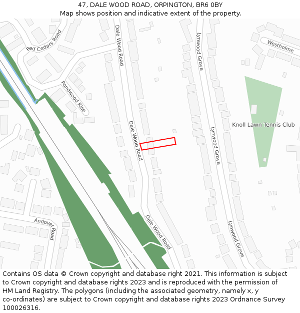 47, DALE WOOD ROAD, ORPINGTON, BR6 0BY: Location map and indicative extent of plot