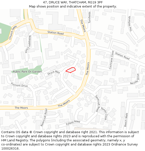 47, DRUCE WAY, THATCHAM, RG19 3PF: Location map and indicative extent of plot